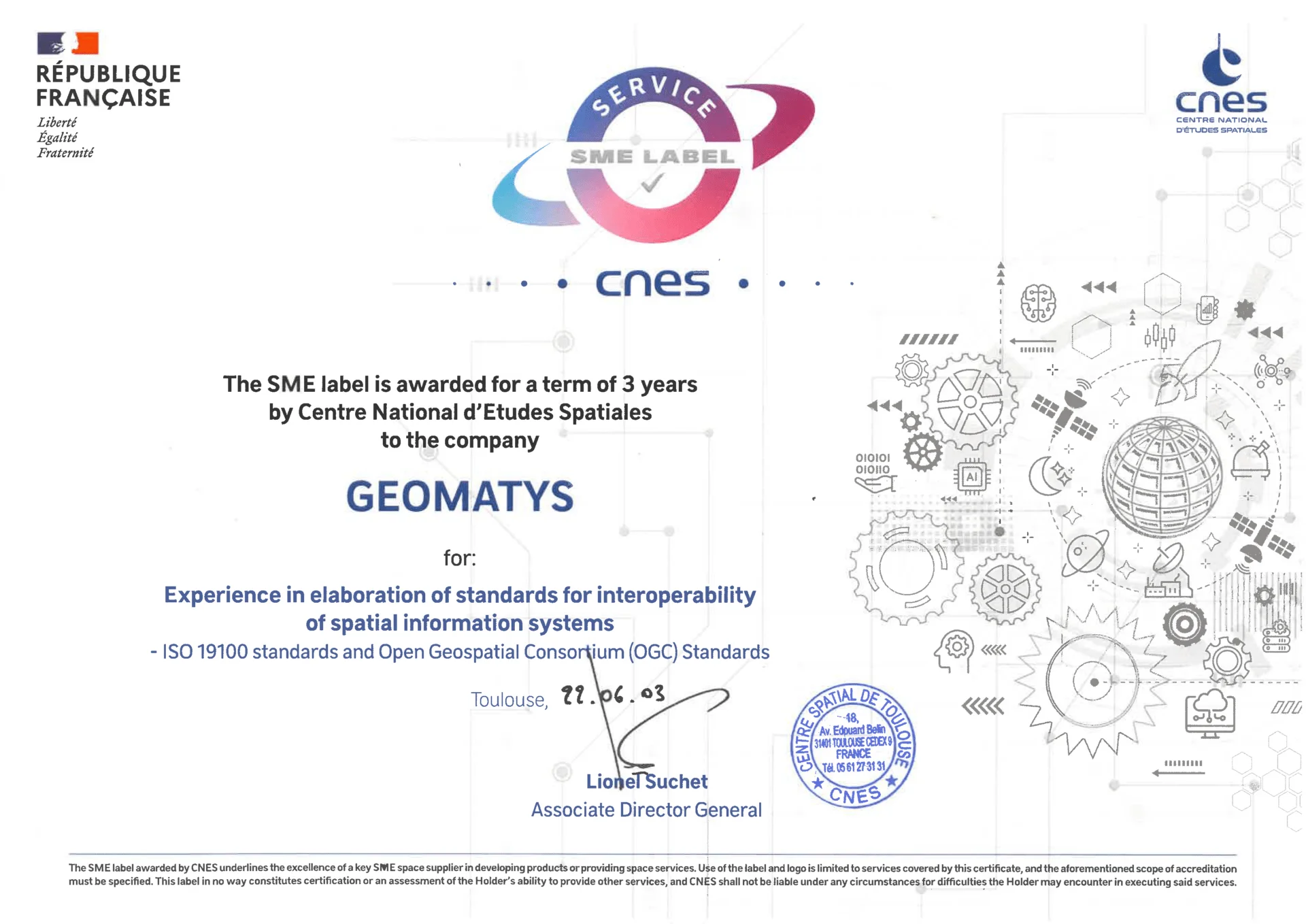 Geomatys certified by the CNES SME Label